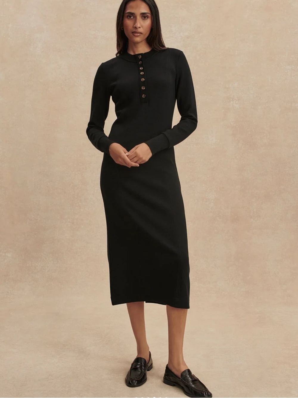 NWT Varley Abriella double soft midi dress size xxs in black